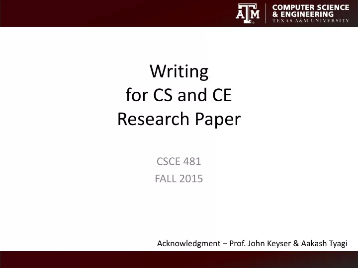 writing for cs and ce research paper