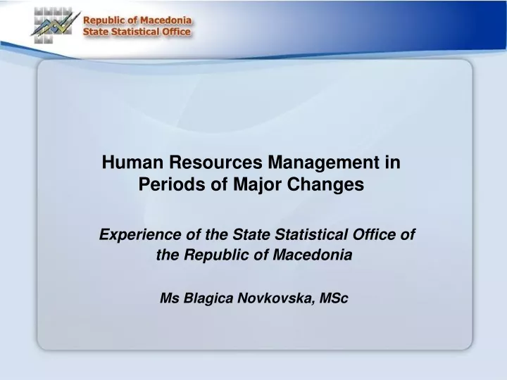 human resources management in periods of major changes
