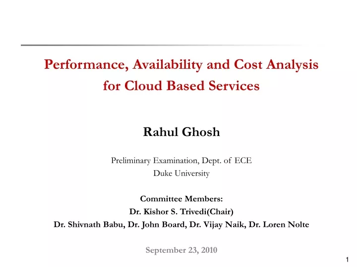 performance availability and cost analysis