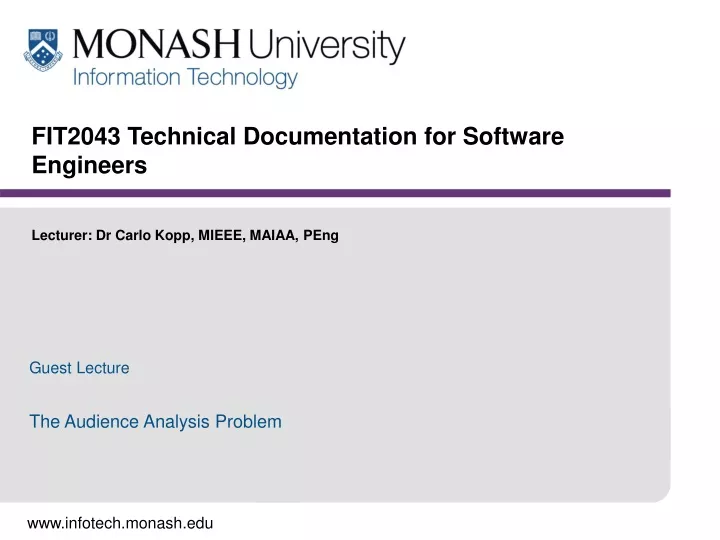 fit2043 technical documentation for software engineers lecturer dr carlo kopp mieee maiaa peng