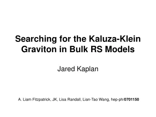 Searching for the Kaluza-Klein Graviton in Bulk RS Models