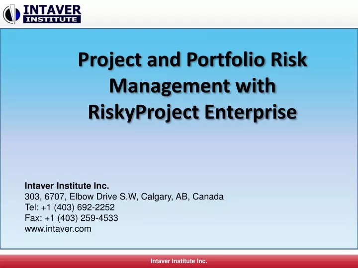 project and portfolio risk management with
