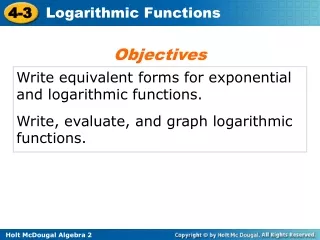 Write equivalent forms for exponential and logarithmic functions.