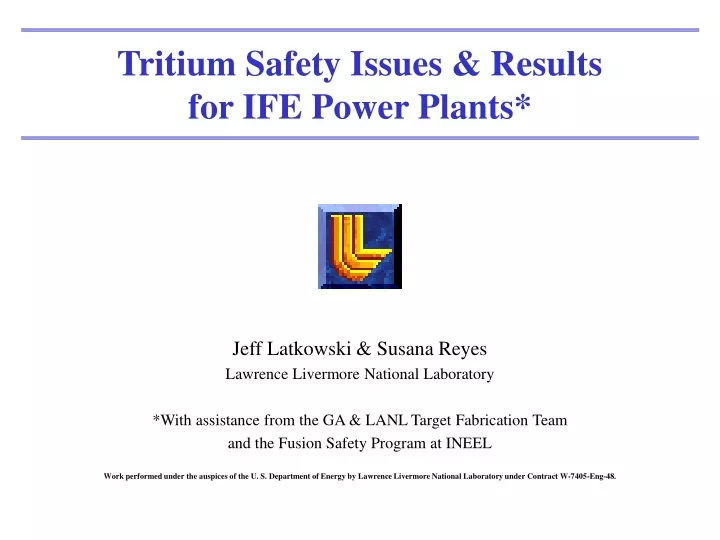 tritium safety issues results for ife power plants