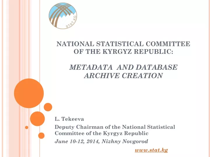 national statistical committee of the kyrgyz republic metadata and database archive creation