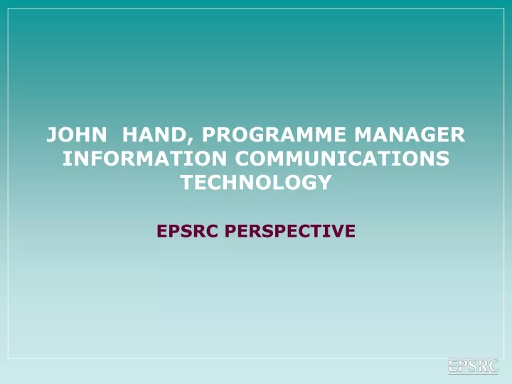 john hand programme manager information communications technology