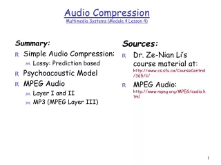 Audio Compression  Multimedia Systems (Module 4 Lesson 4)