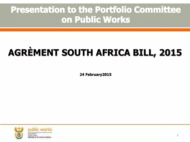presentation to the portfolio committee on public works