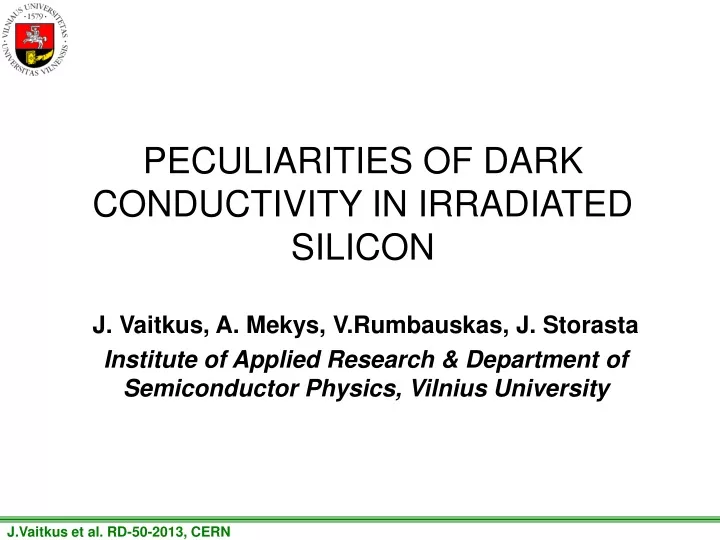 peculiarities of dark conductivity in irradiated silicon