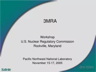 Workshop U.S. Nuclear Regulatory Commission Rockville, Maryland
