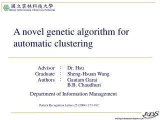 A novel genetic algorithm for automatic clustering