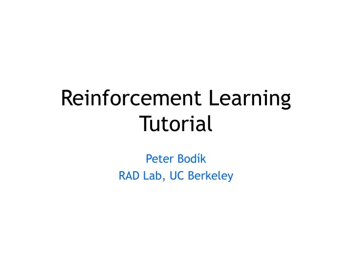 reinforcement learning tutorial