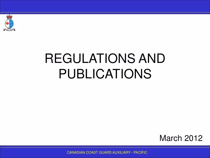 regulations and publications