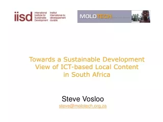 Towards a Sustainable Development  View of ICT-based Local Content  in South Africa