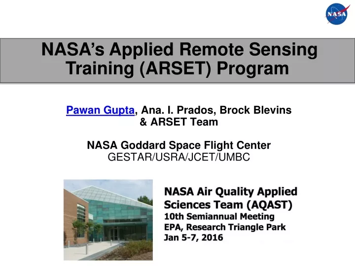 nasa s applied remote sensing training arset