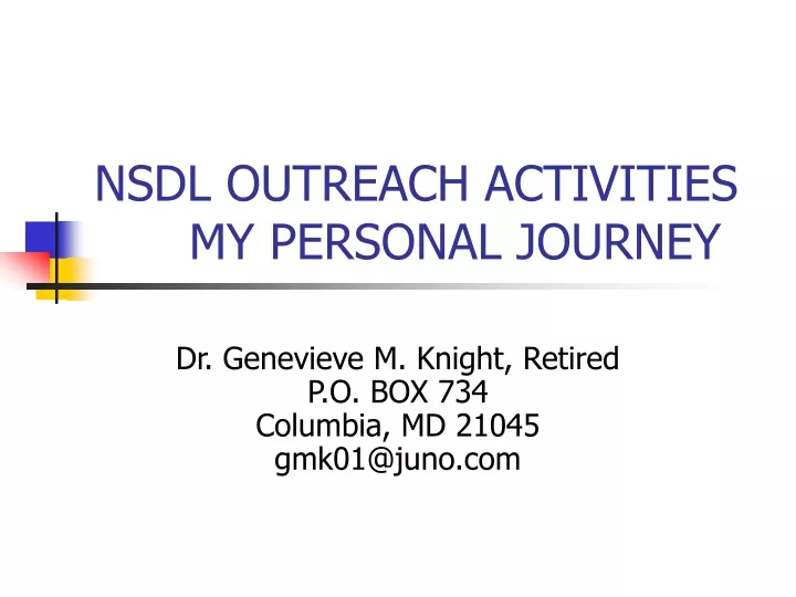 nsdl outreach activities my personal journey