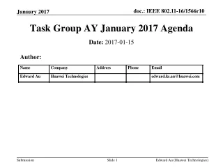Task Group AY January 2017 Agenda