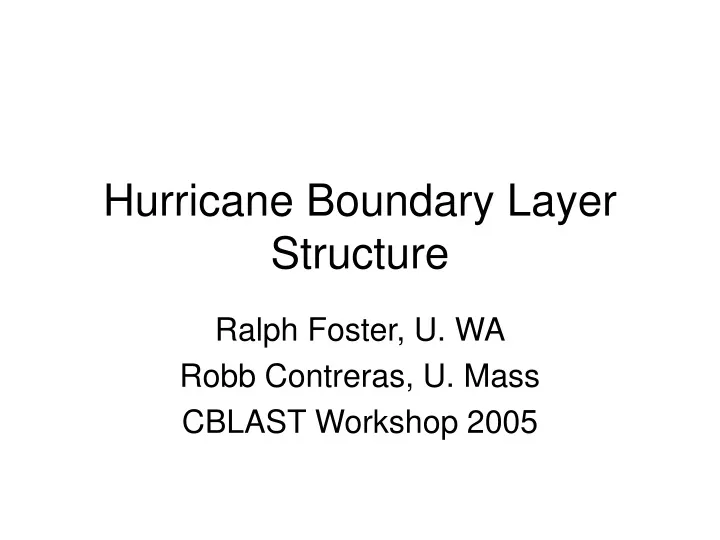 hurricane boundary layer structure