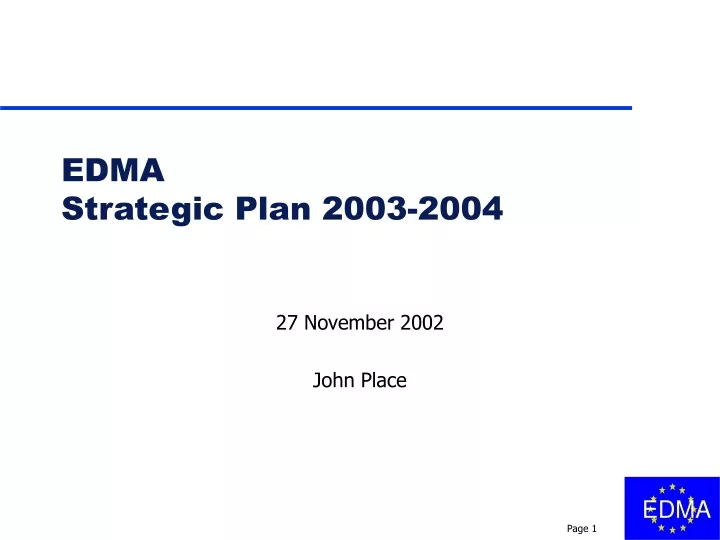edma strategic plan 2003 2004