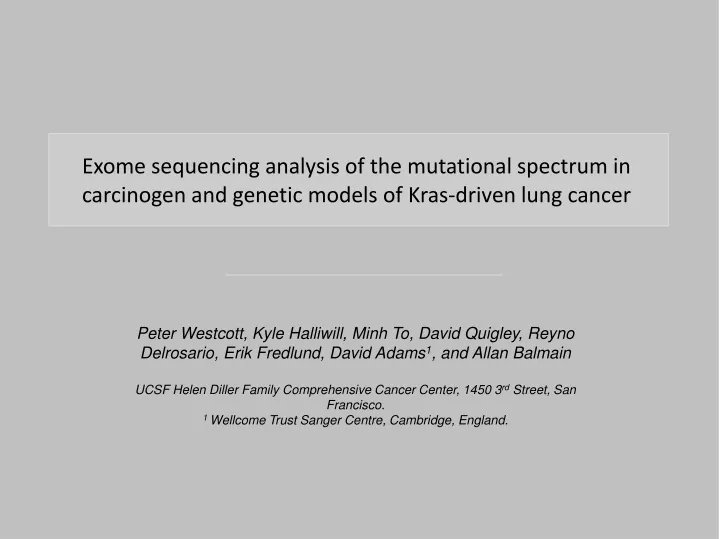 exome sequencing analysis of the mutational