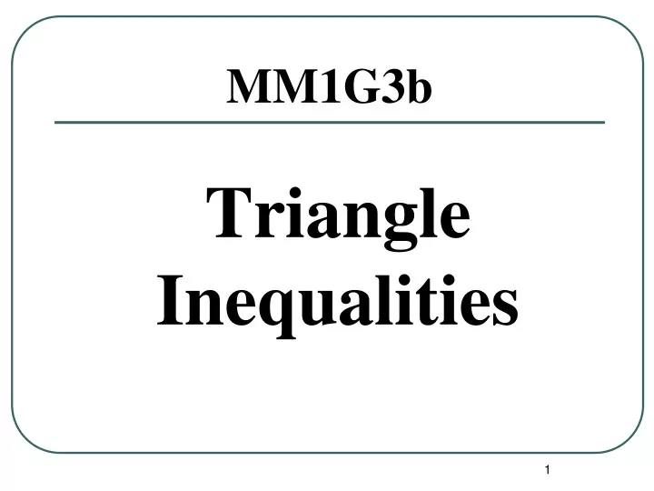 triangle inequalities