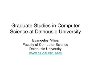 Graduate Studies in Computer Science at Dalhousie University