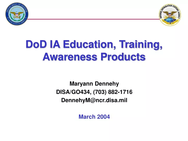 dod ia education training awareness products