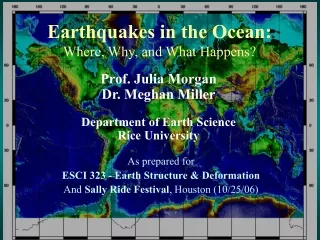 Earthquakes in the Ocean:  Where, Why, and What Happens?