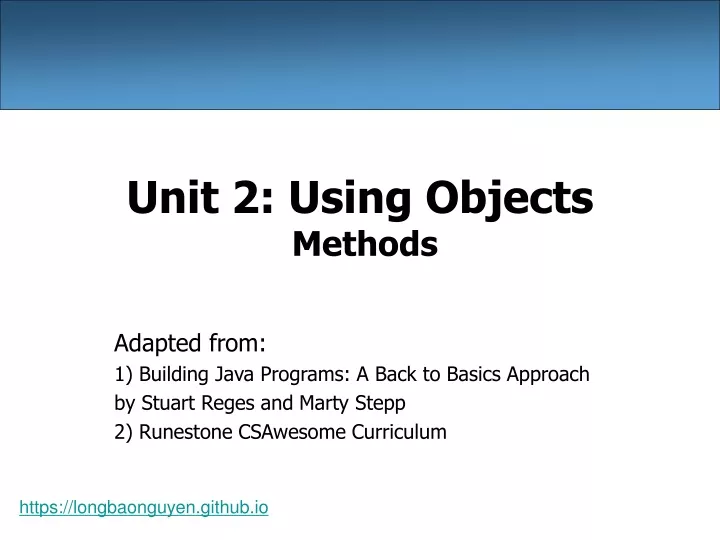 unit 2 using objects methods
