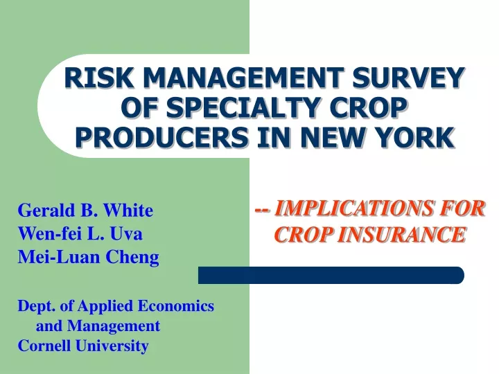 risk management survey of specialty crop producers in new york