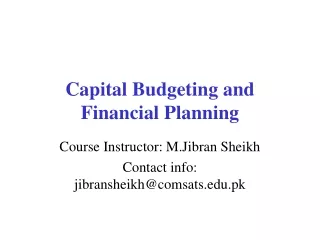 Capital Budgeting and Financial Planning