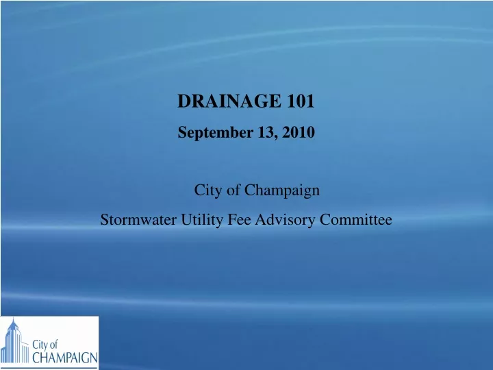 drainage 101 september 13 2010