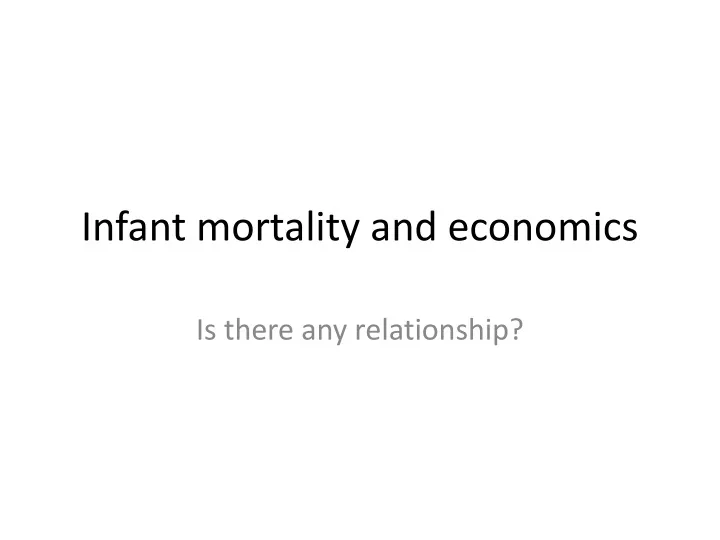 infant mortality and economics
