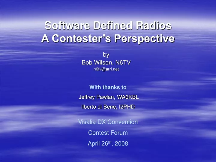 software defined radios a contester s perspective
