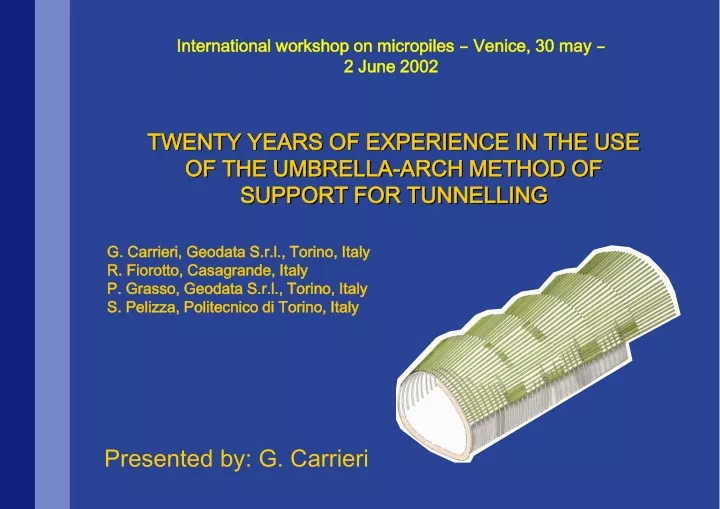 international workshop on micropiles venice