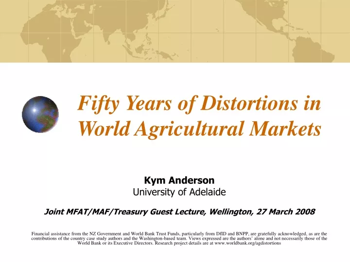 fifty years of distortions in world agricultural markets