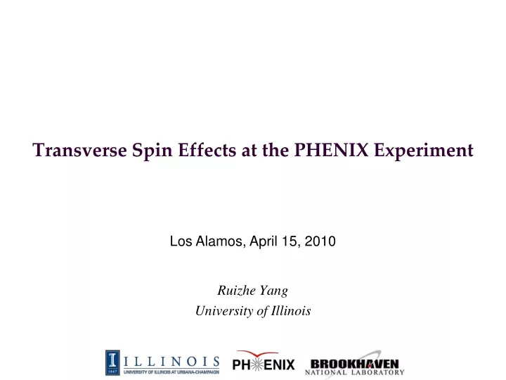 transverse spin effects at the phenix experiment