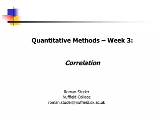 Quantitative Methods – Week 3: Correlation