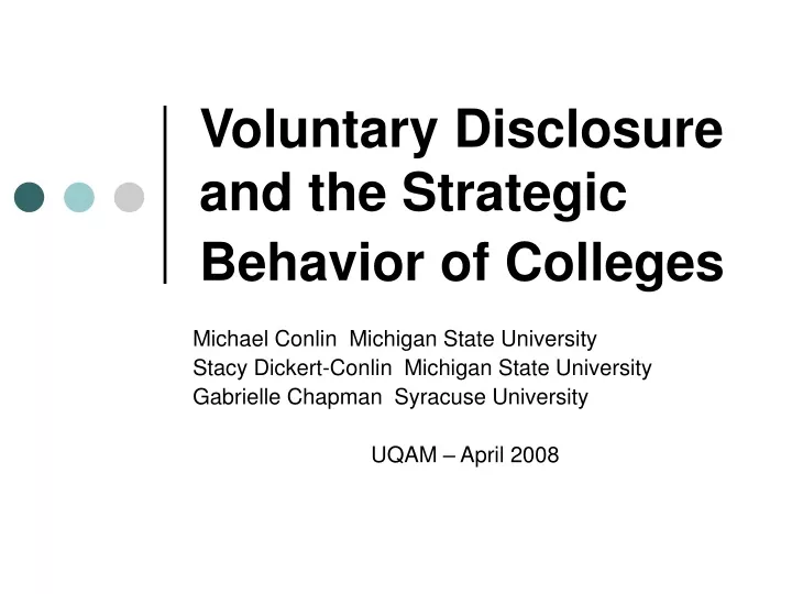 voluntary disclosure and the strategic behavior of colleges