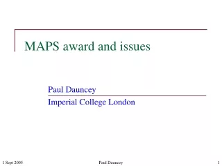MAPS award and issues