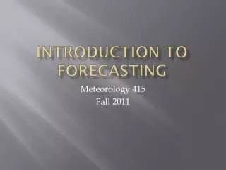 Introduction to Forecasting