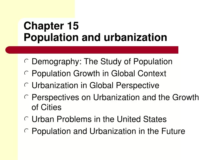 chapter 15 population and urbanization