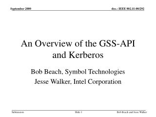 An Overview of the GSS-API and Kerberos