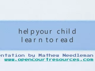 help your child  learn to read