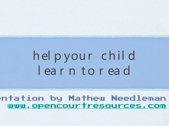 help your child learn to read