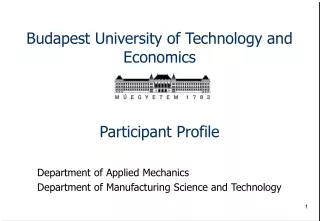 Budapest University of Technology and Economics Participant Profile