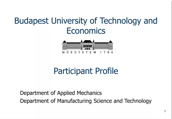 budapest university of technology and economics participant profile
