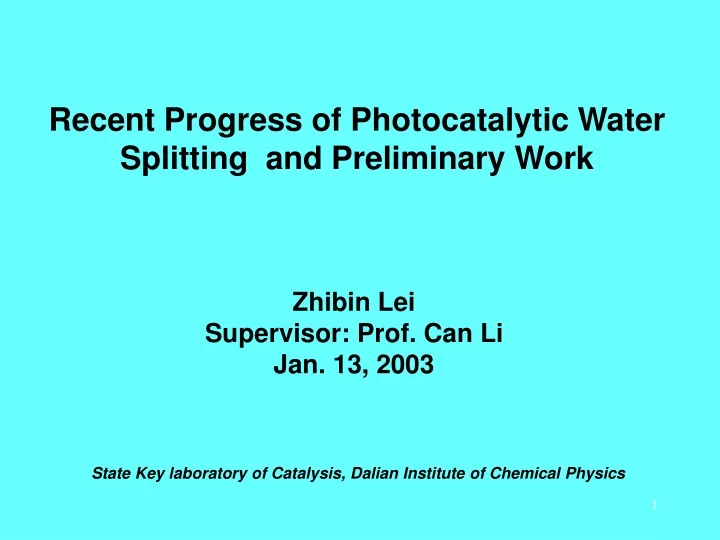 recent progress of photocatalytic water splitting