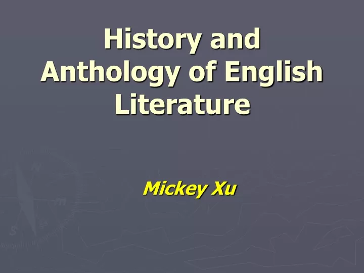 history and anthology of english literature