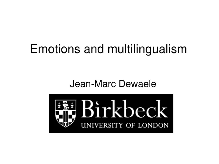 emotions and multilingualism